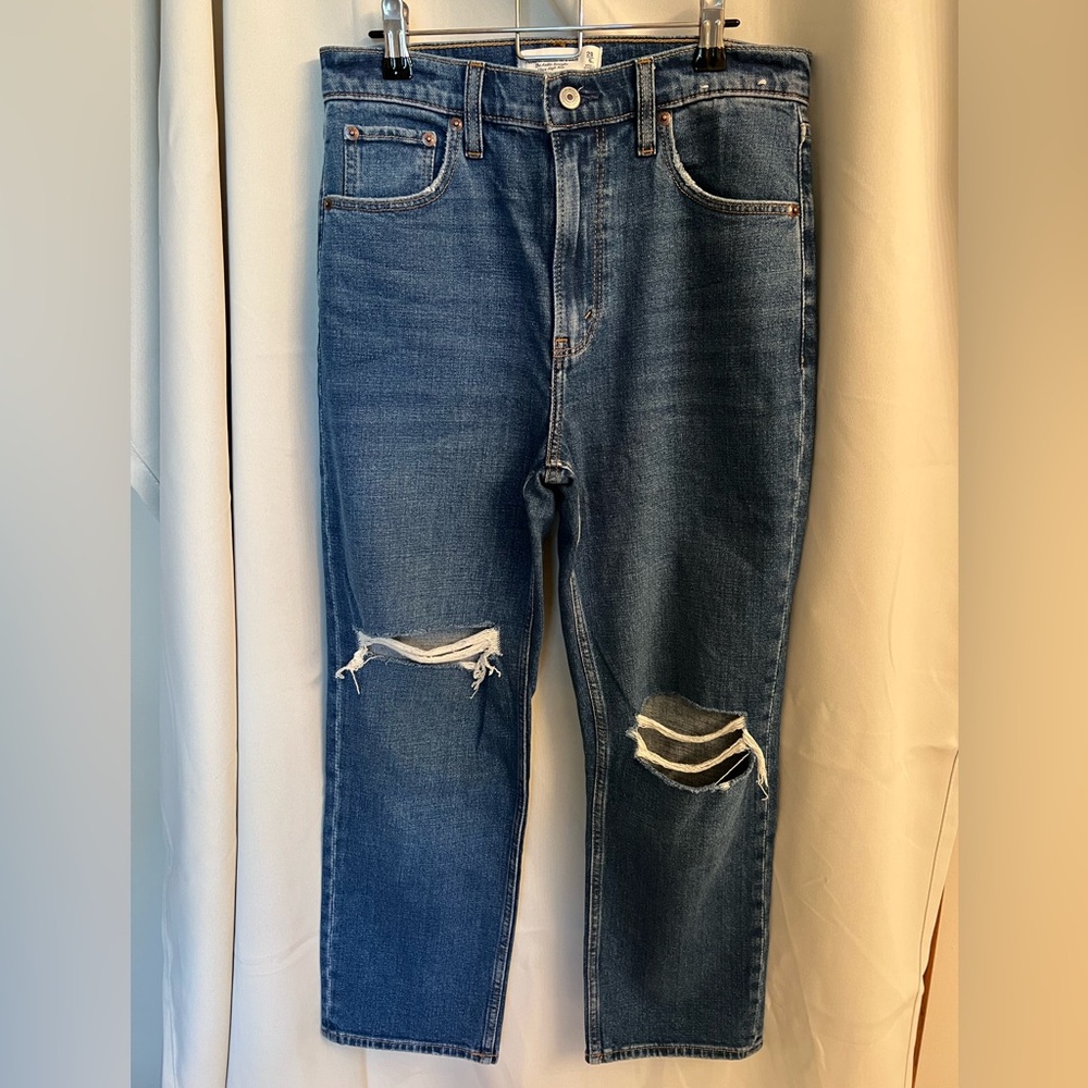 Abercrombie & Fitch Blue Denim High-Rise Ankle Straight Jeans - 28 short